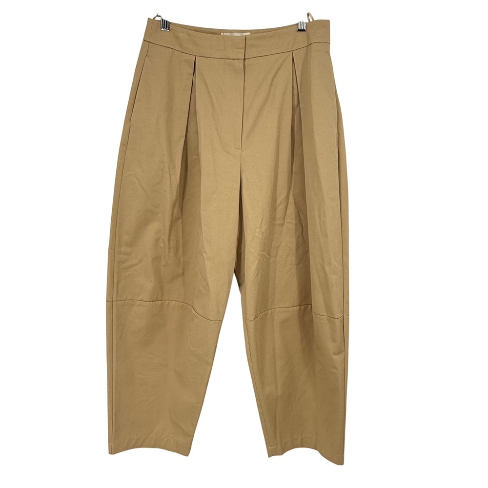 Exquise Trousers‎ Women Medium Cedar Tan Pleated Barrel Leg High Rise